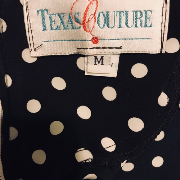 Vintage y2k Texas Couture Black & White Polka Dot Medium Straight Dress - Picture 4 of 4